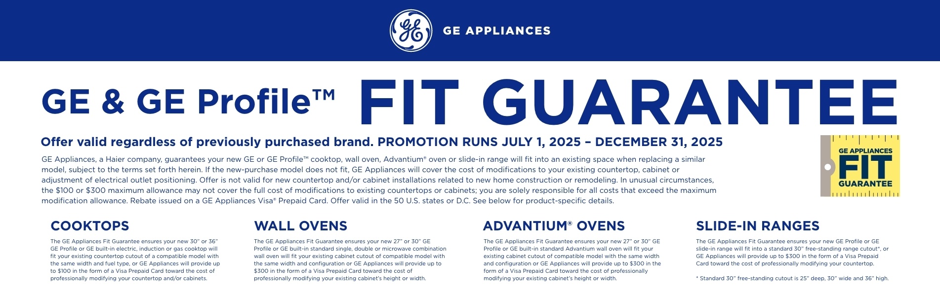 GE + Profile - FIT GUARANTEE Rebate