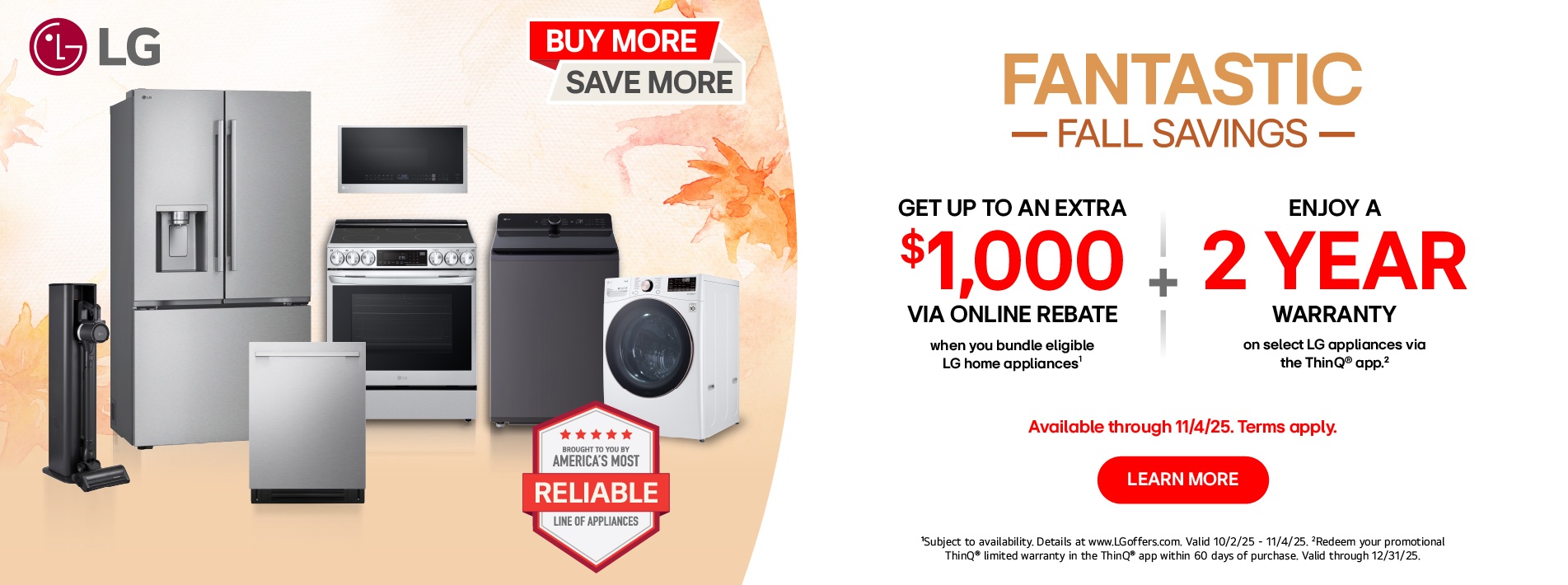 2025 LG Fall Savings Appliance Bundle Savings Promotion